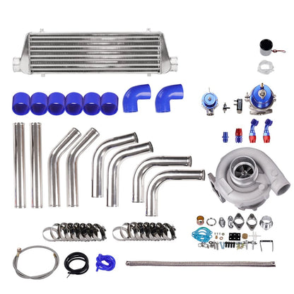 Turbo Pressure T3 T4 T04E Universal Turbo Kit – Stage III+ Intercooler + Wastegate + 10PC Piping Kit